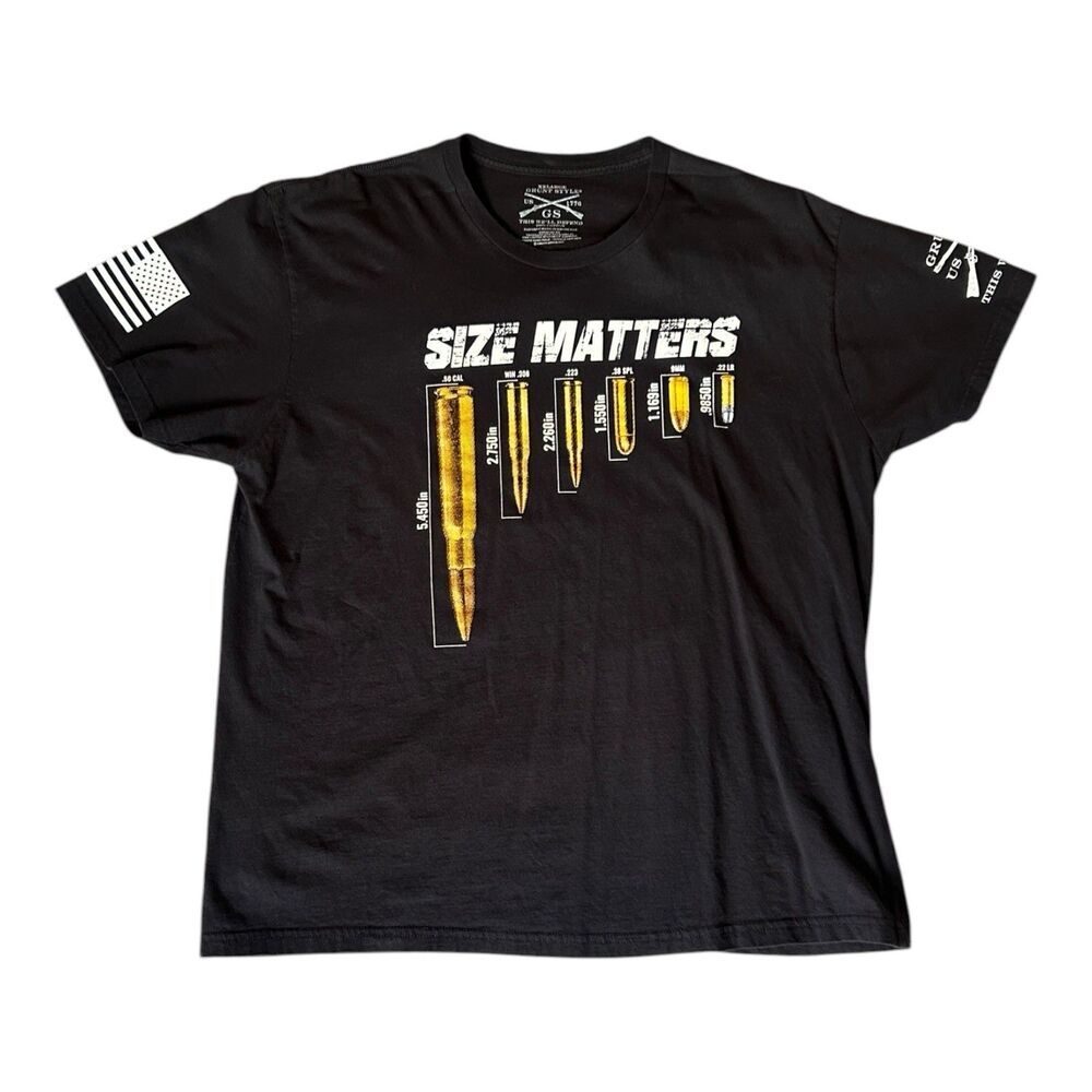 Grunt Style Size Matters Bullet Caliber Black T-Shirt Size 2XL EUC